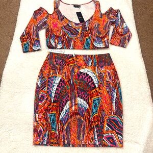 Bebe Skirt set with crop top